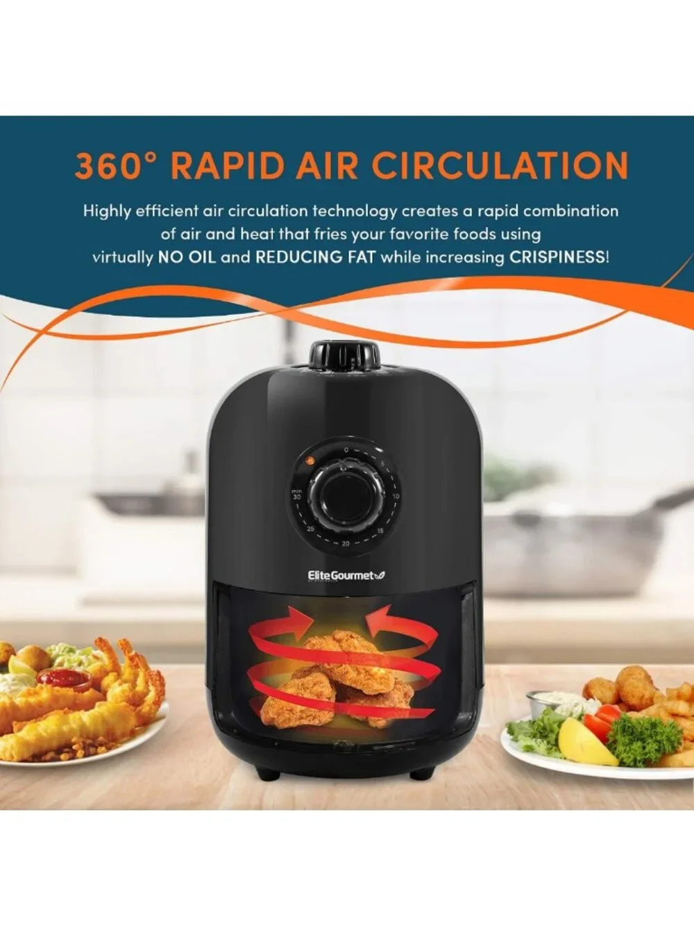Compact Oil-Less Personal Air Fryer | 1000W Healthy Cooker with Timer & Temp